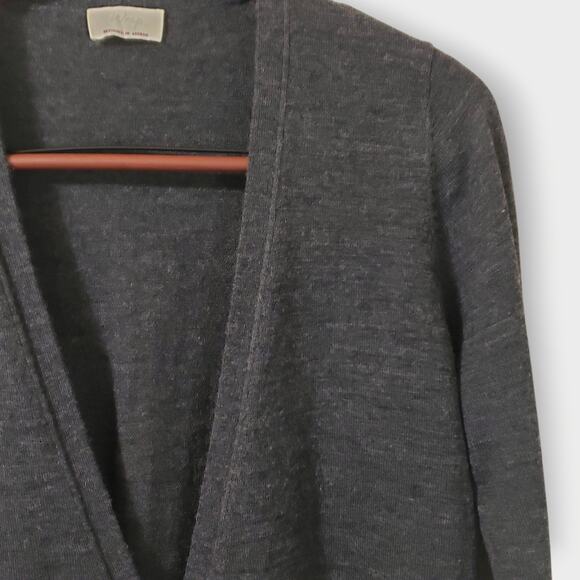 Wrap London Merino Wool Lace Trim Longlined Cardigan Grey Sz 10 Gothic Romantic - Picture 4 of 13